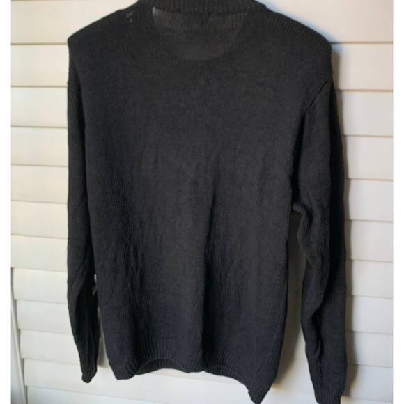 Vintage Gold Beaded and Sequin Black Cardigan Knit Sweater Women's Medium - Picture 9 of 11